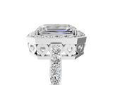 White gold Emerald Halo Diamond Pavé Band Ring with Prong Setting_24