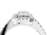 White gold Emerald Halo Diamond Pavé Solitaire Ring_55