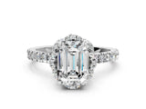 White gold Emerald Halo Diamond Pave Band Ring with Four-Prong Setting_15