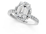 White gold Emerald Halo Diamond Pave Band Ring with Four-Prong Setting_16