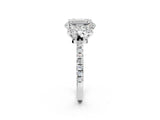 White gold Emerald Halo Diamond Pave Band Ring with Four-Prong Setting_17