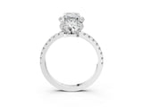 White gold Emerald Halo Diamond Pave Band Ring with Four-Prong Setting_18
