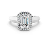 White gold Emerald Halo Diamond Ring with Cathedral Band and Four-Prong Setting_80