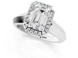 White gold Emerald Halo Diamond Ring with Cathedral Band and Four-Prong Setting_81