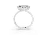 White gold Emerald Halo Diamond Ring with Milgrain Edge and Round Prong Setting_29