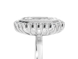 White gold Emerald Halo Diamond Ring with Milgrain Edge and Round Prong Setting_31