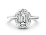 White gold Emerald Halo Diamond Ring with Round Cluster Setting, Solitaire Band, and Four-Prong Setting_40