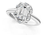 White gold Emerald Halo Diamond Ring with Round Cluster Setting, Solitaire Band, and Four-Prong Setting_41