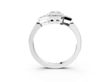 White gold Emerald Halo Diamond Ring with Tapered Band and Four-Prong Setting_18