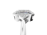 White gold Emerald Halo Diamond Ring with Tapered Band and Four-Prong Setting_20