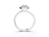 White gold Emerald Halo Diamond Solitaire with Pavé Band and Four-Prong Setting_114