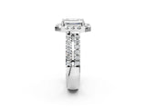 White gold Emerald Halo Diamond Split Shank Engagement Ring with Prong Setting_77