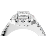 White gold Emerald Halo Diamond Split Shank Engagement Ring with Prong Setting_79
