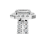 White gold Emerald Halo Diamond Split Shank Engagement Ring with Prong Setting_80