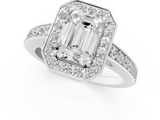 White gold Emerald Halo Pavé Diamond Engagement Ring with Bezel Setting_21