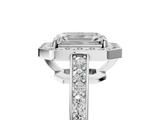 White gold Emerald Halo Pavé Diamond Engagement Ring with Bezel Setting_25