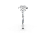 White gold Emerald Halo Pavé Diamond Engagement Ring with Four-Prong Setting_28