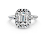 White gold Emerald Halo Pavé Diamond Engagement Ring with Four-Prong Setting_3