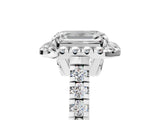 White gold Emerald Halo Pavé Diamond Engagement Ring with Four-Prong Setting_31