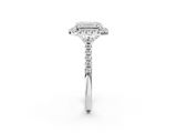 White gold Emerald Halo Pavé Diamond Engagement Ring with Four-Prong Setting_5