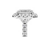 White gold Emerald Halo Pavé Diamond Engagement Ring with Four-Prong Setting_8