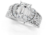 White gold Emerald Halo Pave Diamond Engagement Ring with Milgrain Detailing_50