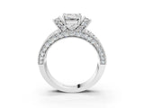 White gold Emerald Halo Pave Diamond Engagement Ring with Milgrain Detailing_52