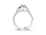 White gold Emerald Halo Pave Split Shank Prong Setting Ring_72