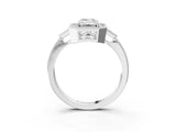 White gold Emerald Halo Round Diamond Milgrain Pave Engagement Ring_12
