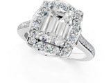 White gold Emerald Halo Round Diamond Pave Band with Four-Prong Setting_39