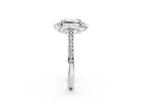White gold Emerald Halo Round Diamond Pave Band with Four-Prong Setting_40