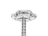 White gold Emerald Halo Round Diamond Pave Band with Four-Prong Setting_43
