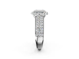 White gold Emerald Halo Round Diamond Pave Band with Prong Setting 2