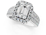 White gold Emerald Halo Round Diamond Pave Band with Prong Setting_27