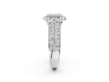 White gold Emerald Halo Round Diamond Pave Band with Prong Setting_27
