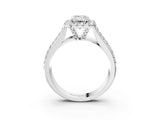 White gold Emerald Halo Round Diamond Pave Band with Prong Setting_28