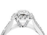 White gold Emerald Halo Round Diamond Pave Band with Prong Setting_30