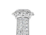 White gold Emerald Halo Round Diamond Pave Band with Prong Setting_31