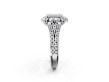 White gold Emerald Halo Split Shank Diamond Engagement Ring with Pave Band and Four-Prong Setting_55