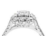 White gold Emerald Halo Split Shank Diamond Engagement Ring with Pave Band and Four-Prong Setting_58