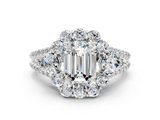 White gold Emerald Halo Split Shank Diamond Engagement Ring with Prong Setting_20