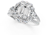 White gold Emerald Halo Split Shank Diamond Engagement Ring with Prong Setting_21