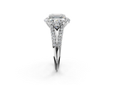 White gold Emerald Halo Split Shank Diamond Engagement Ring with Prong Setting_22