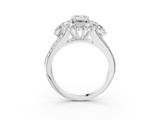 White gold Emerald Halo Split Shank Diamond Engagement Ring with Prong Setting_23