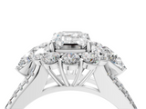 White gold Emerald Halo Split Shank Diamond Engagement Ring with Prong Setting_24