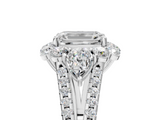 White gold Emerald Halo Split Shank Diamond Engagement Ring with Prong Setting_25