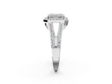 White gold Emerald Halo Split Shank Diamond Ring with Four-Prong Setting_38