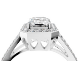 White gold Emerald Halo Split Shank Diamond Ring with Four-Prong Setting_40