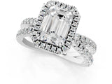 White gold Emerald Halo Split Shank Diamond Ring with Pavé Setting_27
