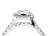White gold Emerald Halo Split Shank Diamond Ring with Pavé Setting_30